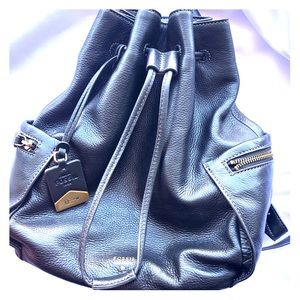 Fossil black leather mini backpack